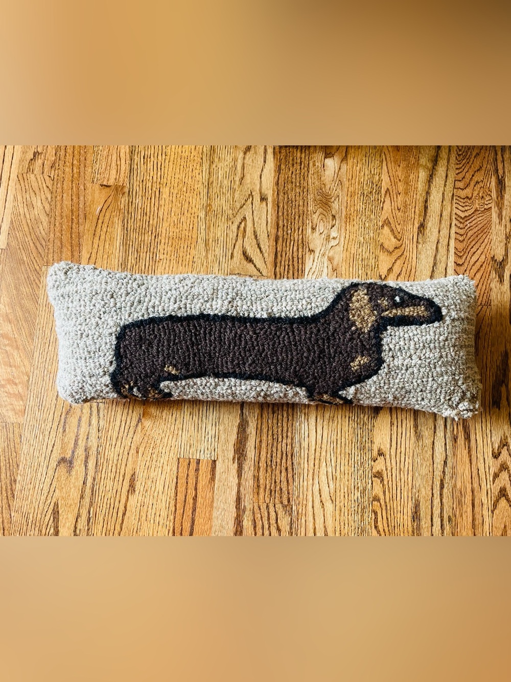 Handhooked Dachshund Pillow